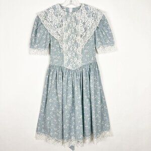 Vintage Jessica McClintock Gunne Sax Victorian Dress Lace. Calico. Kids Size 10